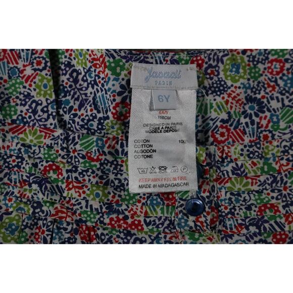 Jacadi Paris Girls Dress 6Y Floral Print 6A/Y 116CM Short Sleeve - Picture 4 of 6